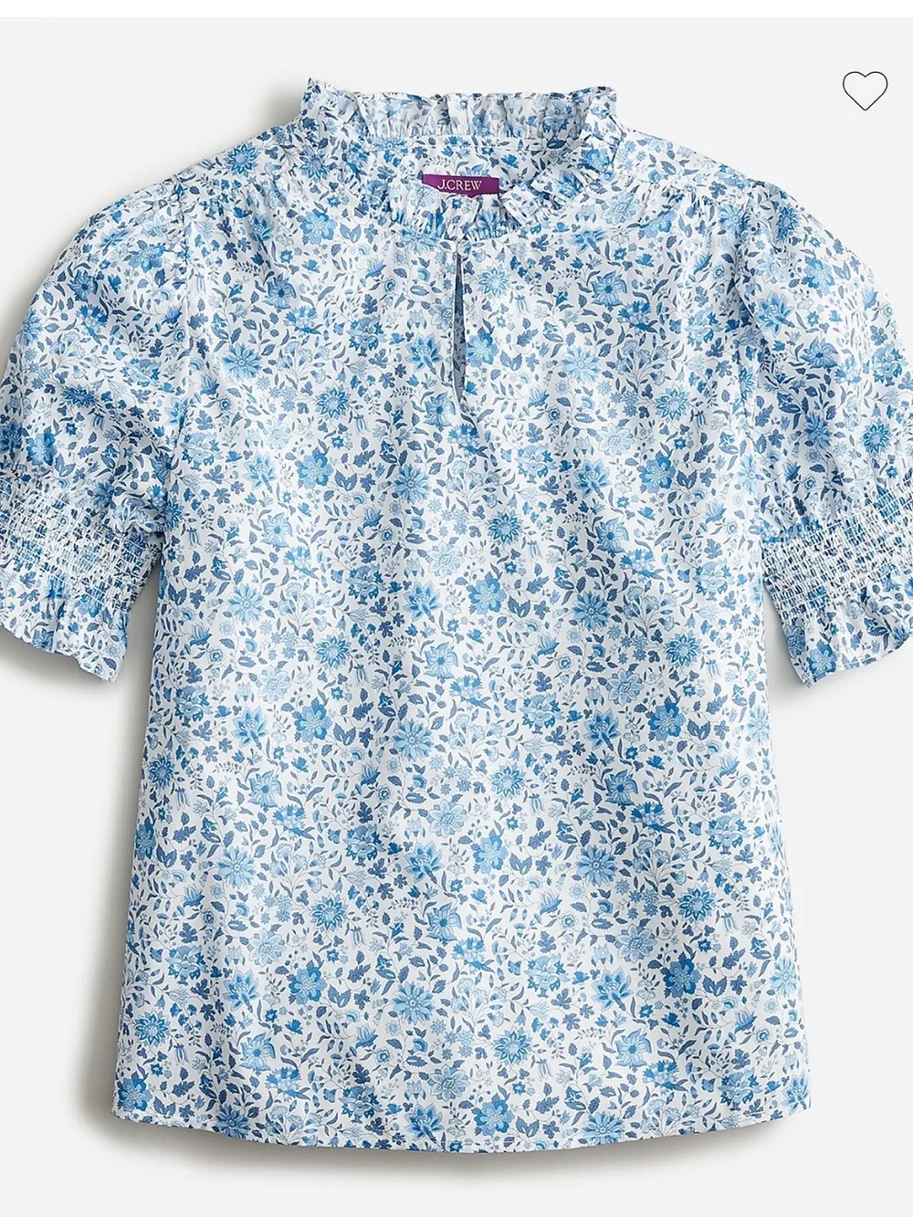 J.Crew Ruffleneck Keyhole Floral Top in Liberty Grace Emily Bell fabric Size XXS